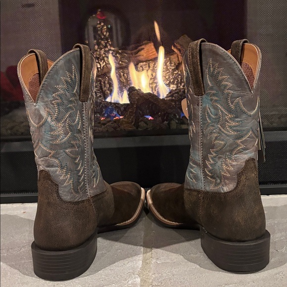 Ariat Sport Latigo Chocolate Brown/stone Blue,wide square toe,4LR,duratread sole - Picture 6 of 15